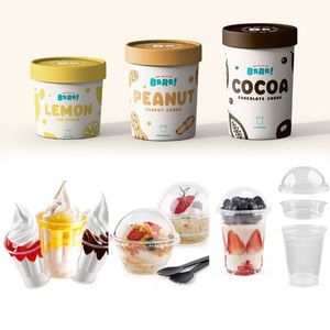 En gros, Emballages jetables pour crème glacée : Manchons coniques, Tubes, Gobelets à boule roulante avec couvercle et cuillère, pour camions de vente ambulante, voitures et camions - Product Image 1