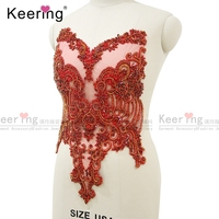 WDP-295 Applique en strass de cristal pour corsage de robe rouge, en stock