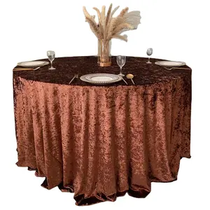 TC039 C#9 party table cloths blush color round table cloths for wedding party crushed velvet table cloth