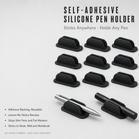 Support de stylo en silicone adhésif, pince à stylo autocollante pour bureau et mur, pour crayons et marqueurs, réutilisable, personnalisable OEM ODM, vente en gros