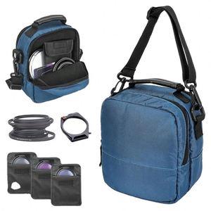 Étui de rangement pour filtres d'objectif d'appareil photo en microfibre, 9 pièces, de 25 mm à 95 mm, bleu paon, certifié BSCI - Product Image 1