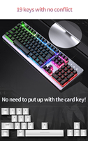 Keyboard gaming berkabel K002 desain anti tumpah portabel papan saklar membran lampu latar pelangi keyboard cahaya campur