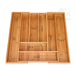 Organisateur de tiroir de cuisine extensible en bambou plateau à couverts polyvalent - Product Image 3