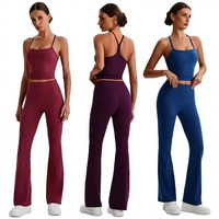 Ensemble de shorts de sport taille haute très élastiques et solides, dos nu, avec effet push-up, pour yoga, 2 pièces, tenue de sport athlétique pour femme