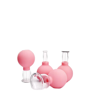 Set bekam wajah kaca vakum silikon, 4 buah cangkir pijat dengan Tendon dan alat bekam mata untuk wajah - Product Image 1