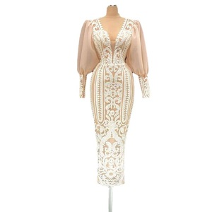 S1274F 2026 Nuevo Vestido de Noche Elegante de Encaje Estilo Sirena con Manga Abullonada de Moda en Oferta para Fiesta y Boda para Mujer - Product Image 3