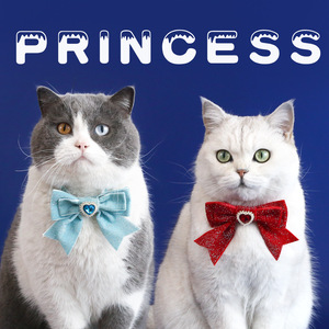Pet Love Velvet Bow Collar Ajustable Plata Corbata Gato y Perro Accesorios de Cumpleaños - Product Image 2