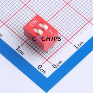 DS-2-R-T DIP Switch Through hole Component (THT),P=2.54mm Switch Flat Toggle, Raised Type Single Pole Single Throw 2 2.54mm - Product Image 1