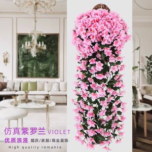 Panier suspendu de fleurs artificielles en soie, décoration de mariage, roses, rouges, violettes, lianes, décoration intérieure et extérieure - Product Image 5