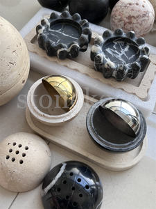 Stonekoccブランドカスタマイズ天然石2個香バーナー + 1個トレイセットスフィアホルダーストーンウッドバーナーホルダー大理石 - Product Image 4