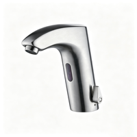Robinet de lavabo automatique à capteur infrarouge sans contact, mitigeur chaud/froid en laiton massif brossé pour usage commercial