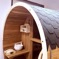 Baril à vapeur rustique salle de sauna fabricant de sauna bois de pruche moderne solide extérieur bûche de cèdre maison vapeur sèche 4 personnes Villa rouge