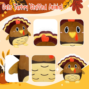 Acción de Gracias decoración del hogar bordado ojos y boca con insectos dibujos animados vivos suave marrón grande cóctel Chook personalizado pavo peluche juguete - Product Image 4