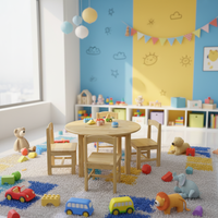 Bureau d'étude carré en bois massif pour enfants - Design contemporain, écologique, ergonomique, multifonctionnel pour l'école, la maison et le bureau