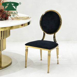 Chaise de mariage décorative or acier inoxydable métal meubles de salle à manger chaise d'hôtel moderne chaises de salle à manger de luxe - Product Image 2
