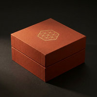 Boîte cadeau en carton rigide avec couvercle et base en terre cuite, emblème hexagonal en feuille d'or, pour bague, collier, boucles d'oreilles, emballage personnalisé