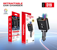 Chargeur rapide pour voiture, station de charge pour téléphone, 4 en 1, affichage numérique LED, 2 câbles rétractables, type C, chargeur de voiture portable pour iPhone 16