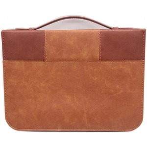 Muestra gratuita BSCI, funda para Biblia personalizada de poliéster PU marrón vintage con cremallera, tamaño grande para hombre y mujer - Product Image 5
