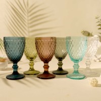 Goedkope vintage kristallen wijnglazen, gekleurde glazen kelken, minimalistisch design, korte steel, voor banketten en bruiloften
