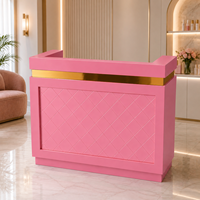 Comptoir de réception moderne rose pour salon de manucure, comptoir de caisse de salon de beauté avec tiroirs, table de réception de luxe, mobilier de salon