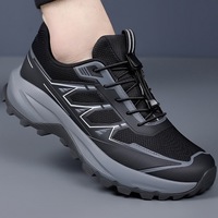 Chaussures de trail pour hommes prêtes à l'emploi, à lacets rapides, légères, avec empeigne en TPU et doublure en mesh, faible MOQ, blanc et noir