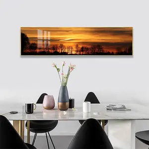 Glass Wall Art Large Foggy Forest Landscape Pictures Modern Artwork Misty Woods Contemporary Crystal Porcelain Painting