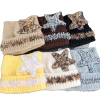Bonnet en laine tricotée personnalisé avec logo chat mignon, chaud pour l'hiver, style Y2K Grunge, accessoires tendance, bonnet doux pour femme