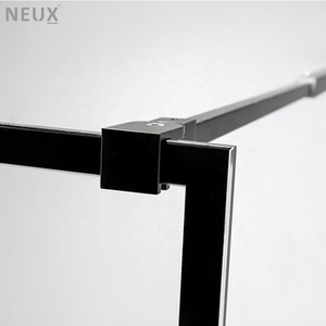 Paroi de douche moderne en verre trempé <span class=keywords><strong>noir</strong></span> à <span class=keywords><strong>grille</strong></span> de 8 mm d'épaisseur, en forme de L, avec fonction de nettoyage facile - Product Image 6