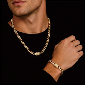 Collar de Joyería de Moda de Acero Inoxidable Chapado <span class=keywords><strong>en</strong></span> <span class=keywords><strong>Oro</strong></span> de 18K, Lujoso y Elegante, Estilo Cadena Cubana de Miami, Impermeable y que No se Desvanece - Product Image 1