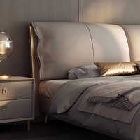 Lit principal rembourré de style italien minimaliste, lit de mariage double haut de gamme en cuir de vachette de première qualité, mobilier en cuir