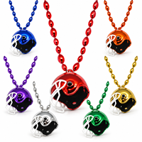 Collier de perles de football en plastique personnalisé de 33 pouces avec pendentif casque 3D, couleurs d'équipe, pour fans de sport, fête du Mardi Gras, vente en gros
