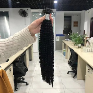 Remy brésilien double dessiné <span class=keywords><strong>gel</strong></span> doux extension des ongles conseils kératine u pointe afro crépus bermease bouclés u-tip - Product Image 2