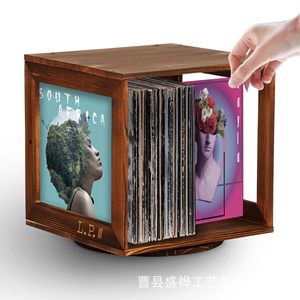 Estante Giratorio de Madera para Discos de Vinilo, Exhibidor de CD, Organizador de Escritorio para el Hogar, Multiusos, de Una Sola Capa, Madera Sólida - Product Image 5