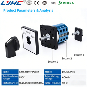 Interruptor de Leva de Cambio de Vía Rotatorio de 2 Posiciones y 4 Polos <span class=keywords><strong>MUTAI</strong></span>, Impermeable, de Metal y Plástico, con Terminal de Tornillo, 32 Amperios - Product Image 3