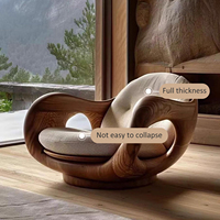 Nouveau Fauteuil Designer Créatif Fauteuil Cabine Première Classe Rondin Salon Bureau Style Italien Détente Canapé en Bois Massif