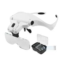 Lunettes loupe à bandeau, support Portable, tête lunettes, support Interchangeable, loupe à bandeau avec 2 lumières LED 5 lentilles