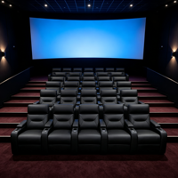 Fauteuils de cinéma modernes de luxe en cuir noir, sièges inclinables électriques pour home cinéma, canapé avec éclairage ambiant LED et porte-gobelets