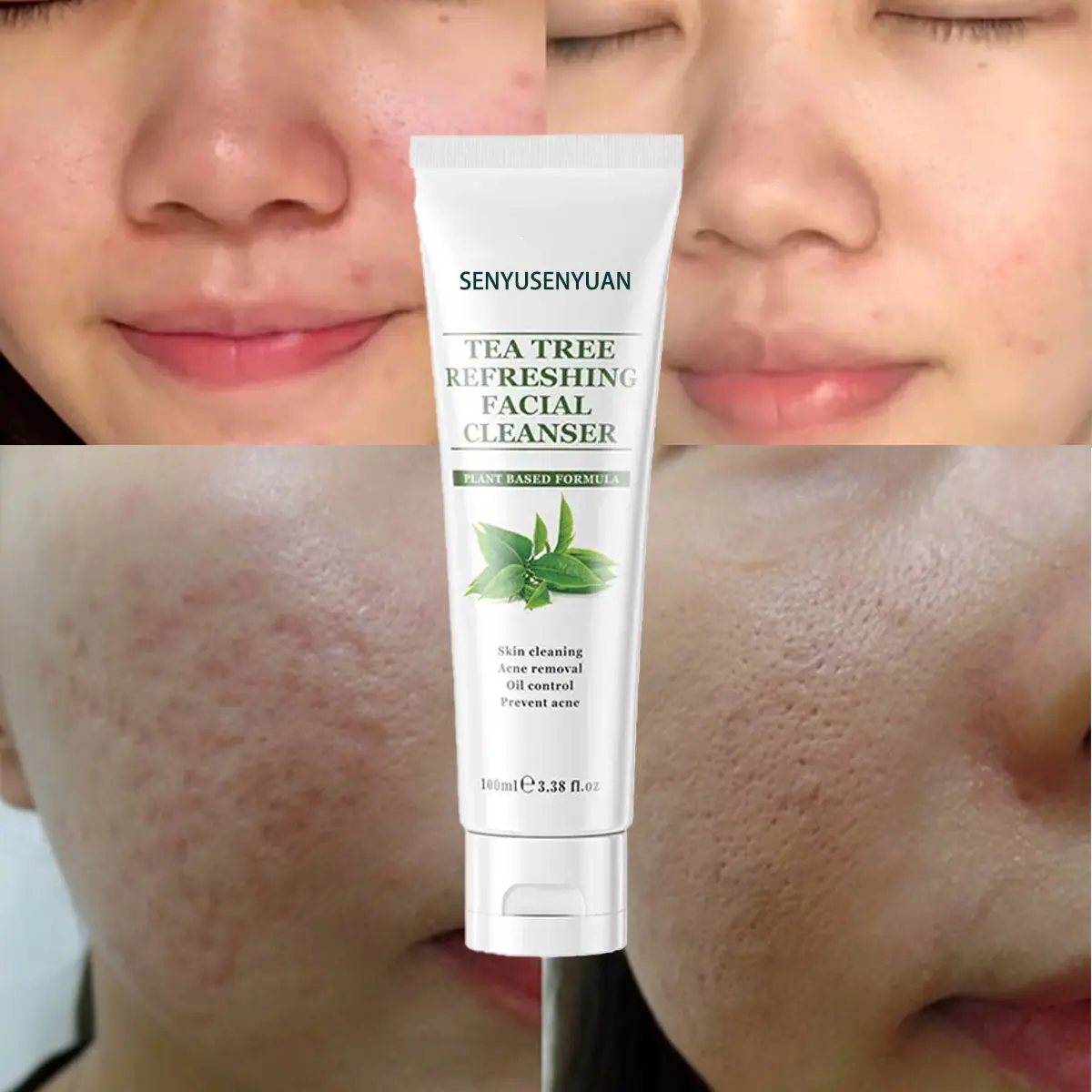 Green Tea VC Gentle Cleansing Cream Anti Acne Whitening Skin Care Face Wash Cream Facial Cleanser