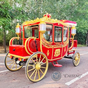 Carrozza Reale Elettrica in Metallo a Forma di Zucca Rossa per Matrimoni, Porta <span class=keywords><strong>Numero</strong></span> da Tavolo, Carrozza Reale a 4 Ruote in Vendita - Product Image 2