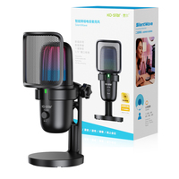 Microphone vocal professionnel pour podcast, 96 kHz, éclairage RVB, micro d'enregistrement pour diffusion en direct avec logo personnalisé