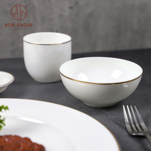 <span class=keywords><strong>Vaisselle</strong></span> <span class=keywords><strong>moderne</strong></span> en porcelaine à prix abordable, assiettes blanches avec bordure dorée, service de table émaillé pour restaurant hôtel, <span class=keywords><strong>vaisselle</strong></span> en céramique - Product Image 5