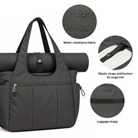2 ensembles de sacs fourre-tout pour femmes, pour la gym et le yoga, avec fermeture à glissière et porte-bouteille d'eau |   Sac de sport Pilates 25L pour voyage et sport