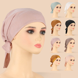 Pañuelo para la Cabeza Musulmán de Lujo Personalizado en Varios Colores para Mujer, Tela Suave con Detalle de Lazo, Cubre Cabeza Modesto, Dubai 2026 - Product Image 1