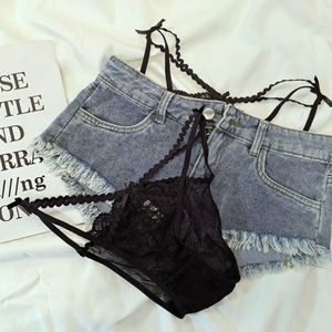 Tanga Retro de Encaje a la Moda con Cinturón Delgado - Tanga Sexy Transparente de Cintura Baja para Mujer - Product Image 3