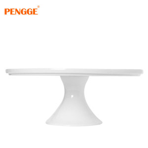 Assiettes rondes élégantes en céramique <span class=keywords><strong>blanche</strong></span> avec support sur pied, présentoir à gâteaux pour la présentation <span class=keywords><strong>de</strong></span> desserts et le thé <span class=keywords><strong>de</strong></span> l'après-midi - Product Image 3