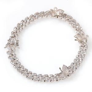 UWIN Bracelet de cheville pour femme avec petit papillon en zircon cubique et chaîne cubaine de 9 mm, style Hip Hop Bling Bling, bijou de pied - Product Image 6