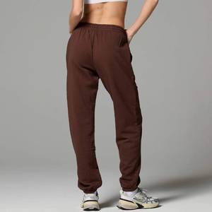 Pantalon de survêtement pour femme en mélange de coton doux, coupe droite, taille mi-haute, infroissable, respirant, écologique, avec taille élastique - Product Image 5