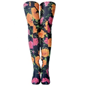 Colorful Floral Women Thigh <b>High</b> Boots Stretch Upper Pull on Ladies Over <b>Knee</b> Boots Stiletto Long Pumps Shoes Size 47 - Product Image 3