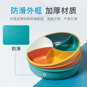 Divided Fruit Plate Round Plastic With Lid Snap Lock Seal For Wedding Living Room Party Dishes - Product Image 3