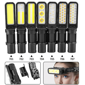 Lampe frontale rechargeable 1200mAh 180 ° Rotation aimant travail tête torche LED rouge jaune lumière COB pêche voiture réparation phare de travail - Product Image 6